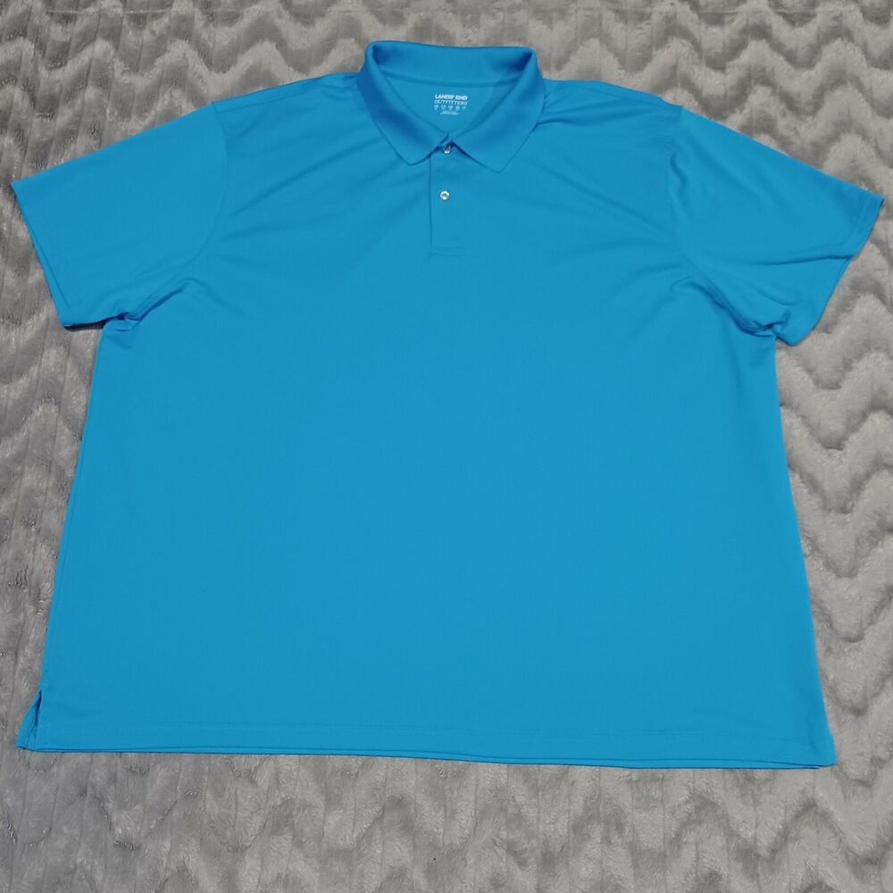 Lands End Mens Size 3XL Light Blue Short Sleeve 100% Polyester Polo Shirt